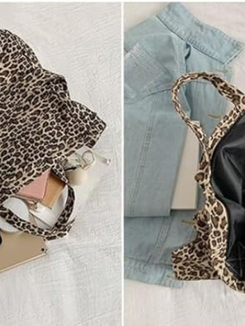 Large Capacity Leopard Print Hobo Bag with Adjustable Shoulder Strap - Picture 3 of 7